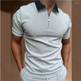 Men's Polos 2023 Men Large Size Casual Short Sleeve Polo Shirt Zip Design Top Harajuku Streetwear Fashion Clothing L-5XL