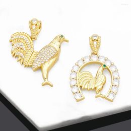 Pendant Necklaces OCESRIO Trendy Big Crystal Cock Necklace Copper Gold Plated Fowl Jewellery Making Supplies Wholesale Pdtb157