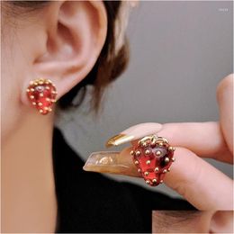 Stud Earrings Red Zircon Stberry Womens 2023 Trend Sweet Simple Design Fruit Jewelry Personalized Drop Delivery Dhgarden Dhmaz