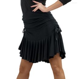 Stage Wear Latin Dance Skirt Women Adult Purple/black Adjustable Styles Sides Drawstring Costume Competition Skirts