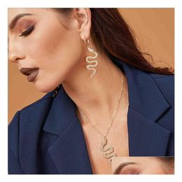 Earrings Necklace Metal Snake With Diamonds Necklaces Earring Jewellery Sets Gsfs026 Fashion Women Gift Set Drop Delivery Dhujq