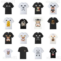 Designer Fashion luxury Brand moschin0 shirt small Bear print High street Mens and Women Couple t Shirt Casual Summer Pure cotton breathable oversized t shirt