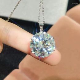 Chains 20CT Moissanite Diamond Pendant 18mm D Color VVS Woman S925 Sterling Silver Necklace Bright Cut Bride Luxurious Wedding Jewelry