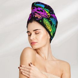 Rapid Dry Towel Psychedelic Mushrooms Microfiber Towel Anti Frizz Dry Hair Towel Quick Dry Towel for Girls Beach Shower Cap