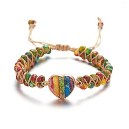 Charm Bracelets Natural Stone Heart String Braided Macrame Braclets Jaspers Friendship Wrist Wrap Bracelet Femme Women Jewellery