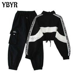 Women's Tracksuits YBYR Autumn Streetwear Cargo Pants Female Harajuku Loose Joggers Women 2 Piece Suit High Waist Harem Pants Casual Sweatshirt Y23