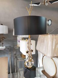 Table Lamps 2023 American Lamp Copper Crystal Marble Branch Creative Luxury Living Room Bedroom El Decorative