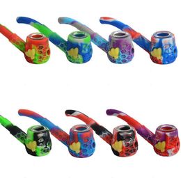 Colourful Silicone Pipes Herb Tobacco Glass Porous Philtre Bowl Portable Storage Box Nails Tip Bubbler Spoon Straw Handpipes Smoking Cigarette Holder Tube DHL