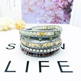 Bracelets New Office Girl Bracelet Multicoloured King Stone Beaded Bracelet Woven Multilayer Winding Bracelet Charm Bracelets for Women