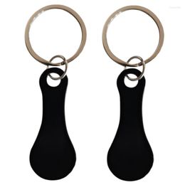 Keychains 2 Pieces Of Stainless Steel Shopping Trolley Remover-Shopping Token As A Key Ring-Can Be Detached Directly Black