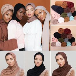 Scarves 180 95cm Muslim Hijab Long Scarf Crinkle Cloud Soft Headscarf Shawl Wrap Solid Colour Islam Turban Pashmina Cape Poncho Headwrap