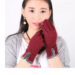 Five Fingers Gloves Female Winter Touch Screen Non-Fleece European Version Student Outdoor Warmth And Velvet Cycling Driving Gloves1
