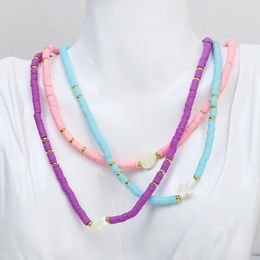 Pendant Necklaces 10 Pcs Shell Charms Polymer Clay Soft Beaded Strand Necklace Elegant Jewellery 90038