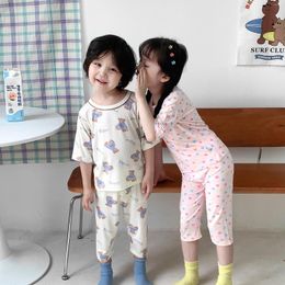 Clothing Sets Child Nightgown Boys Half Sleeve T-shirt Full Print Pyjamas 2pcs Girls Thin Soft Toddler Cartoon Home Wear