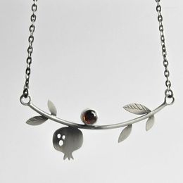 Pendant Necklaces Vintage Silver Color Pomegranate Flower Clavicle Chain For Women Fashion Jewelry Gifts Wedding Party
