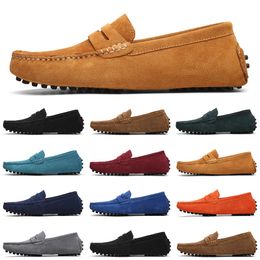 Men designer Casual Shoes Mens Slip on Lazy Suede Leather Shoe Big Size 38-47 taupe