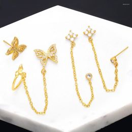 Stud Earrings 2023 Trendy Korean Crystal Dangle For Women Exquisite White Butterfly Long Tassel Earring Girl Party Jewelry Gifts