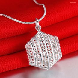 Pendant Necklaces Design Geometry Hollow Silver Colour Necklace Fashion Party Jewellery For Women Top Quality Factory Outlet AN079