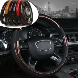 Steering Wheel Covers Carbon Fiber Wood Grain Cover 37.5cm Diameter Universal Car Interior Decoration