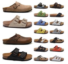 Boston 2023 Slippers Beach Sandals Lazy Shoes Lovers Scuffs Designer Trainers New Leather Bag Head Pull Cork Female Male Summer i01