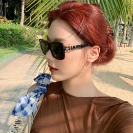 Designer Fashion luxury cool sunglasses Zhao Lusi's Same Style Small Fragrance Sunglasses for Women's Advanced Sense 2023 New Sunscreen Polarized with logo box