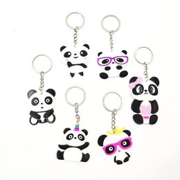 8 Styles Cartoon Panda Keychain Pendant Car Keyring PVC Keychains Key Chain Fashion Accessories