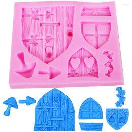 Baking Moulds Fairy Tale Cottage Silicone Mould Mushroom Window Door Fondant 3D Cake Chocolate Ice Decorations Tool