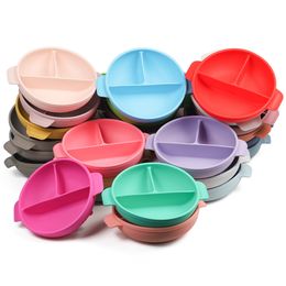Baby Dinner Plate Silicone Bowl With Suction Cup Utensils Training Sucker Dishes Complementary Food Feeding Eating Tableware Waterproof BPA Free Cutlery BC721