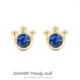 Stud Earrings Canner 925 Sterling Sier Blue Z Crown Women Classic Shining Cz Small For Mini Ears Studs Fine Jewellery Drop Deli Dhgarden Dhhyf