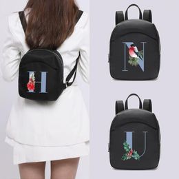 Backpack 2023 Fashion Women Mini Multifunction Small Backpacks Casual Simple Blue Printing Student Bookbags Travleing Rucksack