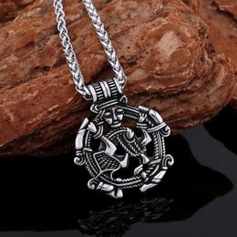 Pendant Necklaces Classic Stainless Steel Viking Valhalla Amulet Necklace Men's Charm Rune Nordic Scandinavian High-quality Jewelry