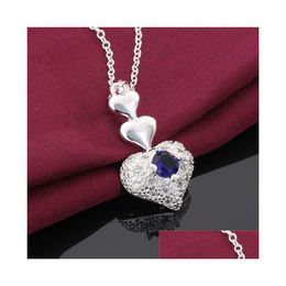 Pendant Necklaces Women Sterling Sier Plated Heart Blue Zircon Gssn640 Fashion Lovely 925 Plate Jewelry Necklace Drop Delivery Pendan Dhvnf