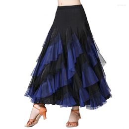 Gym Clothing Women Modern Dance Wear Waltz National Standard Long Skirt Splicing Big Hemlines Dancing Stage Practice Training Clothes