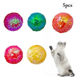 Cat Toys 5Pcs 1.57" Sequin Ball Toy Pet Interactive Dog Play Chewing Training Balls Supply Accessories