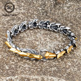 Bangle Punk Vikings Ouroboros Dragon Bracelet Men Never Fade Stainless Steel Creative Clasp Wristband Norse Male Jewellery Street Culture