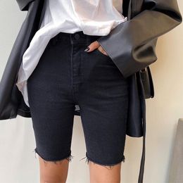 Jeans 2022 Summer Knee Length Skinny Denim Shorts Women Casual High Waist Sexy Stretch Black Jeans Shorts Femme