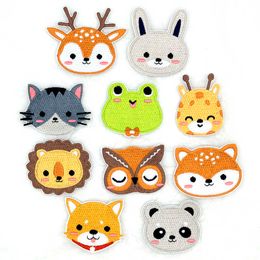 20PSCSewing Notions Tools Cartoon Animal Embroidery Sticker Cute Lion Panda Patch Children's Clothing Backpack Accessories Iron P230524