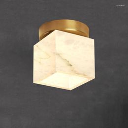 Ceiling Lights Marble Ball Entrance Light Led Luxury Golden Brass Small Square Lamp Restroom Bedroom Balcony Aisle Luminaire