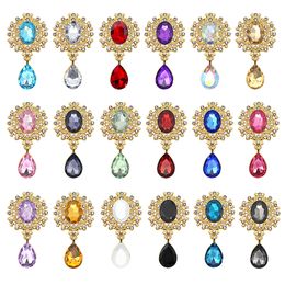 Charm Flower Brooch 10pc 25*45MM Crystal Gold Flat Back 2019 Wedding Wine Glass Ornament Decoraation Crafts Scrapbooking