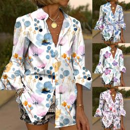 Ethnic Clothing Women Dressy Casual Seventh Sleeve Shirts Blouses Folding Solid Overshirt Tunics Cardigan Vintage Elegant