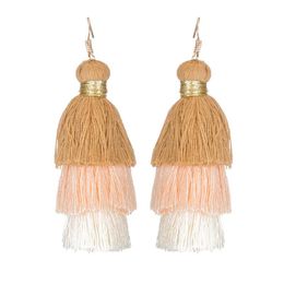 Dangle Earrings & Chandelier Fabric Tassel Handmade Color Wool Multi-layer Bohemian Long WholesaleDangle