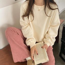 Women's Hoodies & Sweatshirts Alien Kitty Solid Loose Classic Warm Fleece Sweatshirt Tops All Match Women 2023 Autumn Winter Basic