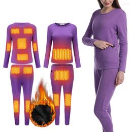 Women's Two Piece Pants 1 Set Thermal Top Three Modes Coldproof Smart Remote Control USB Heating Underwear For Home