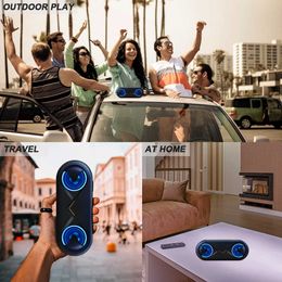 Portable Speakers Wireless Speaker 4D Stereo Sound Loudspeaker Bluetooth Double Horns Player card/USB drive/AUX Alarm Clock Temperature displayG230524