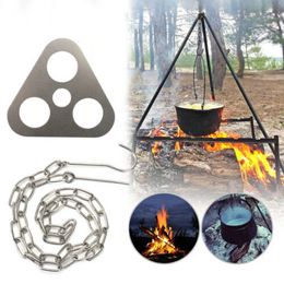 Camping Tripod Ring Hook Outdoor Picnic Grill Campfire Cooking Equipment Tool