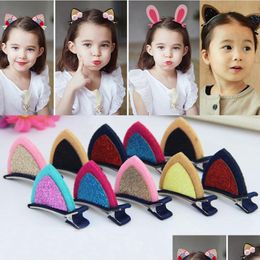 Hair Clips Barrettes Autumn And Winter Threensional Ears Girls Shiny Baby Hairpin Gsfj052 Mix Order Drop Delivery Jewellery Hairjewel Dh0Ny