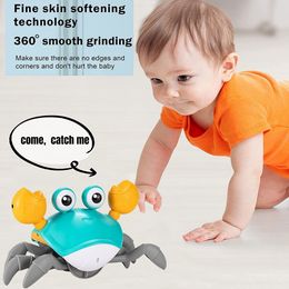 Electronic Pet Toys Baby Toy Walking Crab Toy Induction Escape Crab Octopus Crawling Crab Toy with Music Light Up Drop 230523