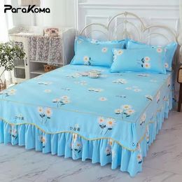 Bedding sets 3Pcs Bed Sheet Cotton Lace Skirt Elastic Fitted Double Bedspread Mattress Cover Home Pillowcase Set Bedsheet 2 Seater 230523