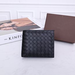 Wholesale Luxury Genuine real Leather wallets handwoven card holders Fashion Designer wallet hand bags Black Colour men purse