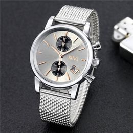 2023 Men's Watches KSSOB Luxury Quartz Running Stopwatch Designer Business Fashion Watches Five Hands Full Function Watches